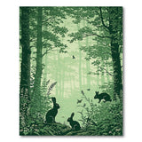 Enchanted Forest Rabbits Silhouette Area Rug