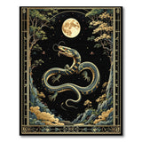 Coiled Teal Dragon Under Moonlit Forest Rug