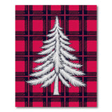 Festive Red Plaid Christmas Tree Area Rug