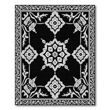 Intricate Black White Persian Motif Black and White Area Rug