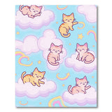 Dreamy Cartoon Cats on Clouds Area Rug