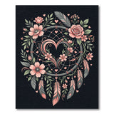 Pink Dreamcatcher Heart Boho Rug