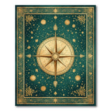 Vintage Compass Teal Area Rug