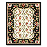 Red Floral Persian Area Rug with Black Border
