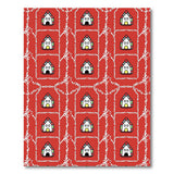 Playful Red Cartoon House Village Rug