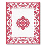Red Red Ornate Floral Border Area Rug
