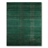 Emerald Green Plaid Area Rug with Gold Accents