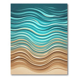 Teal Ocean Waves Coastal Beach Rug