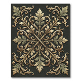 Gold and Silver Ornate Gold Acanthus Leaf Area Rug