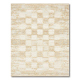 Distressed Vintage Beige Grid Frame Area Rug