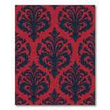 Red Navy Damask Floral Area Rug