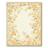 Vintage Gold Peony Floral Border Rug
