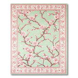 Mint Green Cherry Blossom Pink Floral Area Rug