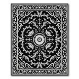 Traditional Persian Black and White Ornate Black White Floral Medallion Area Rug