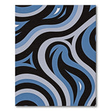 Fluid Blue Wave Geometric Area Rug
