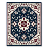Blue and Teal Traditional Persian Navy Persian Floral Medallion Area Rug