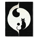 Yin-Yang Black Cat Area Rug