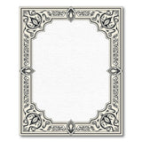 Ornate Black and White Ornate Floral Border Area Rug
