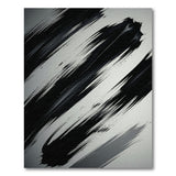 Black and White Bold Black Brush Stroke Abstract Area Rug