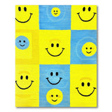 Cheerful Yellow Blue Smiley Faces Kids Area Rug