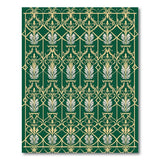 Green Ornate Emerald Green Floral Area Rug
