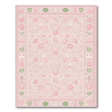 Whimsical Pink Easter Eggs Bunnies Area Rug