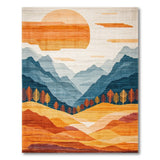 Abstract Sunset Over Layered Mountains Area Rug