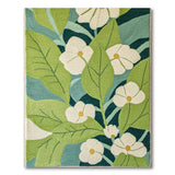 Lush Green Leaves and White Blooms Tufted Area Rug