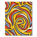 Bold Yellow Red Geometric Swirl Area Rug