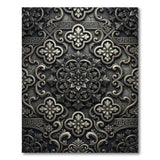 Ornate Distressed Grey Floral Area Rug
