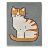 Smiling Orange Tabby Cat Grey Area Rug