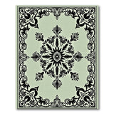 Ornate Mint Green Black Floral Area Rug