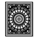 ODIKA Washable Black and White Mandala Area Rug - Low Pile Non-Slip Indoor Decor