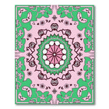 Vibrant Pink Green Mandala Persian Rug