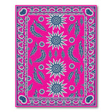 ODIKA Washable Bohemian Pink Sun & Feather Low Pile Area Rug