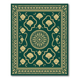 Green Emerald Green Gold Medallion Persian Rug