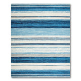 Blue Teal Horizontal Striped Area Rug