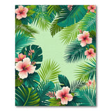 Lush Green Hibiscus and Palm Leaf Area Rug