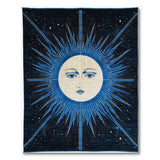Radiant Sun Face Blue Starry Area Rug