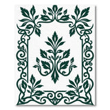 Ornate Green Leaf Frame Area Rug