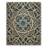 Ornate Teal Gold Arabesque Area Rug