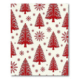Red Christmas Trees Snowflakes Area Rug