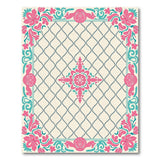 Pink Teal Floral Trellis Area Rug