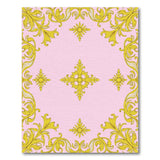 Pink Gold Ornate Baroque Area Rug