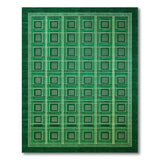Green Grid Geometric Modern Area Rug