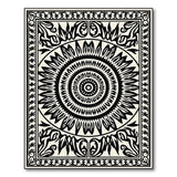 Ornate Sun Mandala Black White Area Rug