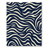 Navy Cream Wavy Abstract Area Rug