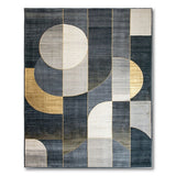 Modern Geometric Grey Rug with Gold Accents