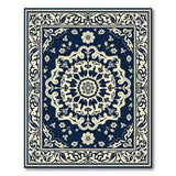 Traditional Persian Blue and Teal Navy Blue Ivory Traditional Persian Area Rug