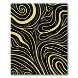 Abstract Swirl Black Gold Area Rug